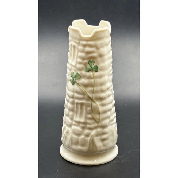 Belleek Irish Mini Castle Shamrock Bud Vase 4 Inches Used - Picture 5 of 10